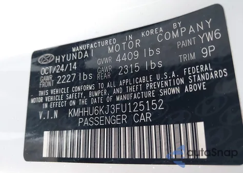 2015 Hyundai Genesis 3.8 Ultimate from USA, damaged, VIN KMHHU6KJ3FU125152